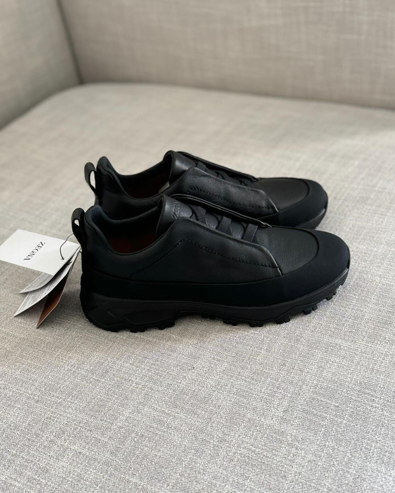 Zegna Black Leather Triple Stitch™ Monte Sneakers – Premium Men’s Footwear