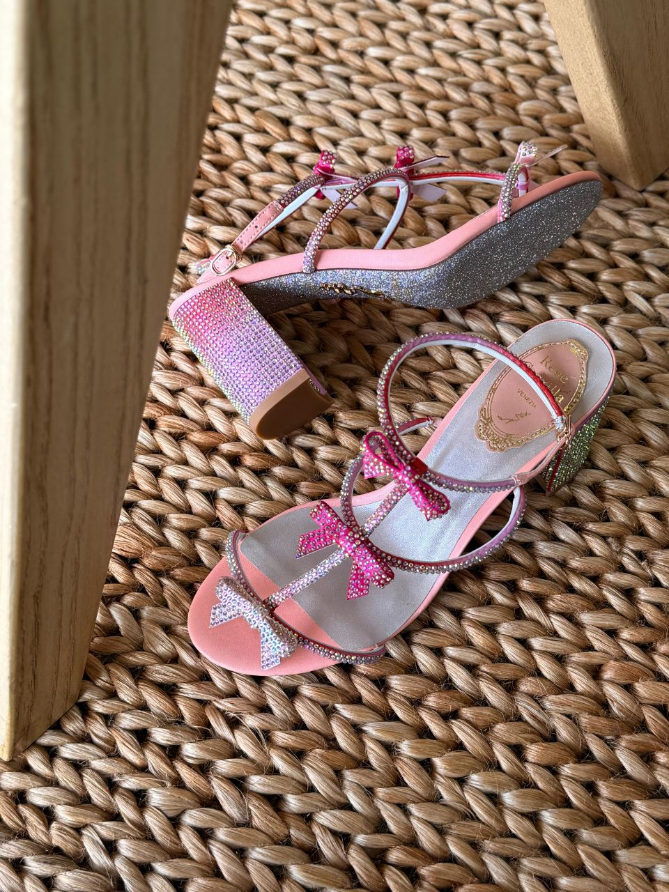 Rene Caovilla Crystal Bow Sandals – Luxury Evening Heels for Women