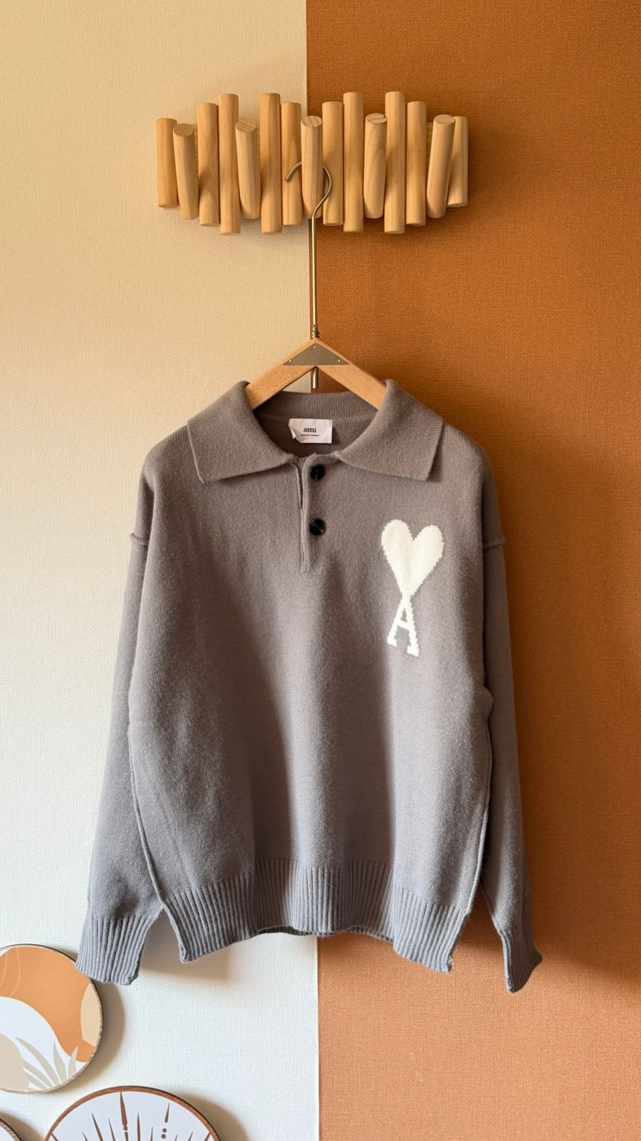 AMI Paris Heart Logo Knit Polo Sweater – Premium Unisex Winter Style