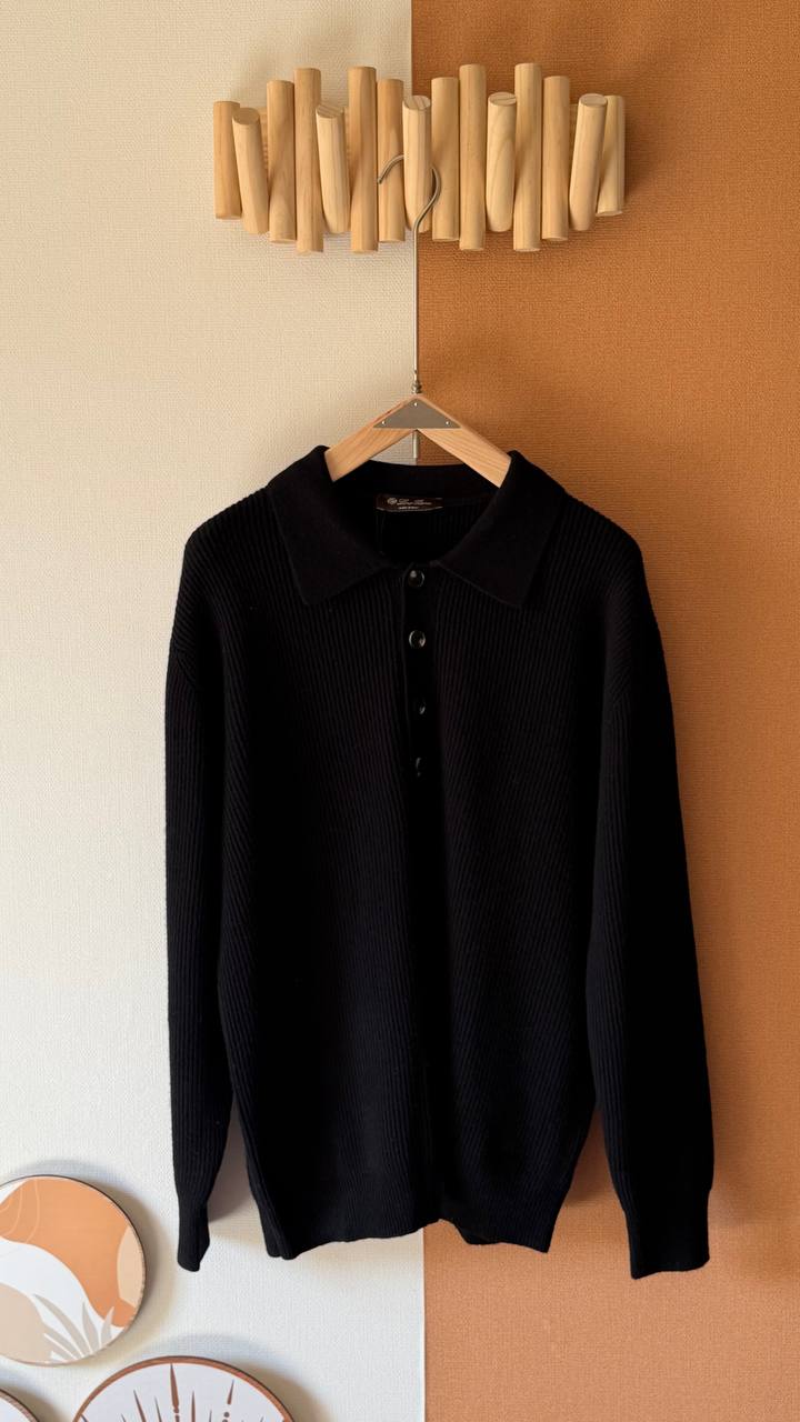 Loro Piana Men’s Ribbed Knit Polo Sweater – Premium Winter Collection