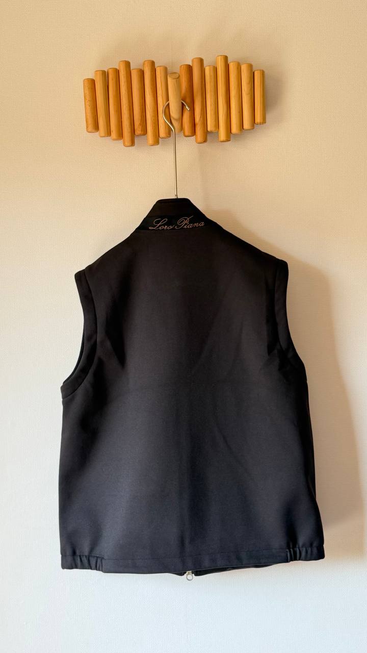 Loro Piana Men’s Sleeveless Soft Shell Vest – Black & Cream – Luxury Winter Layer