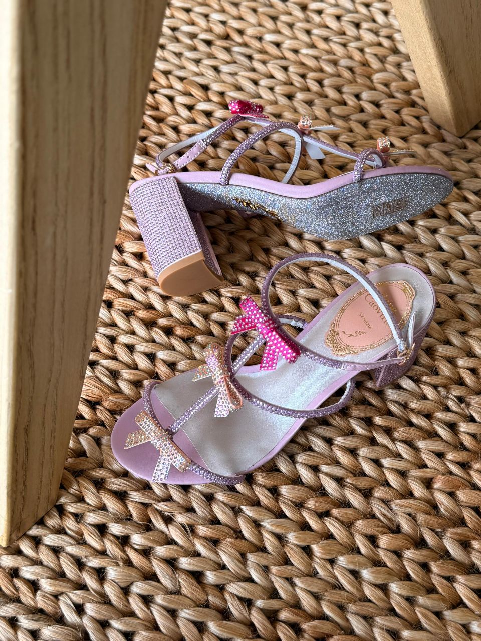 Rene Caovilla Crystal Bow Sandals – Luxury Evening Heels for Women