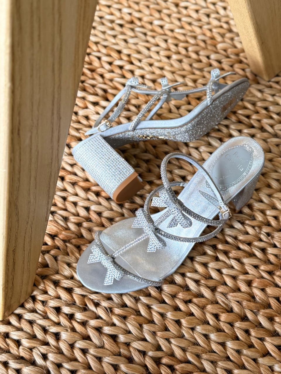 Rene Caovilla Crystal Bow Sandals – Luxury Evening Heels for Women