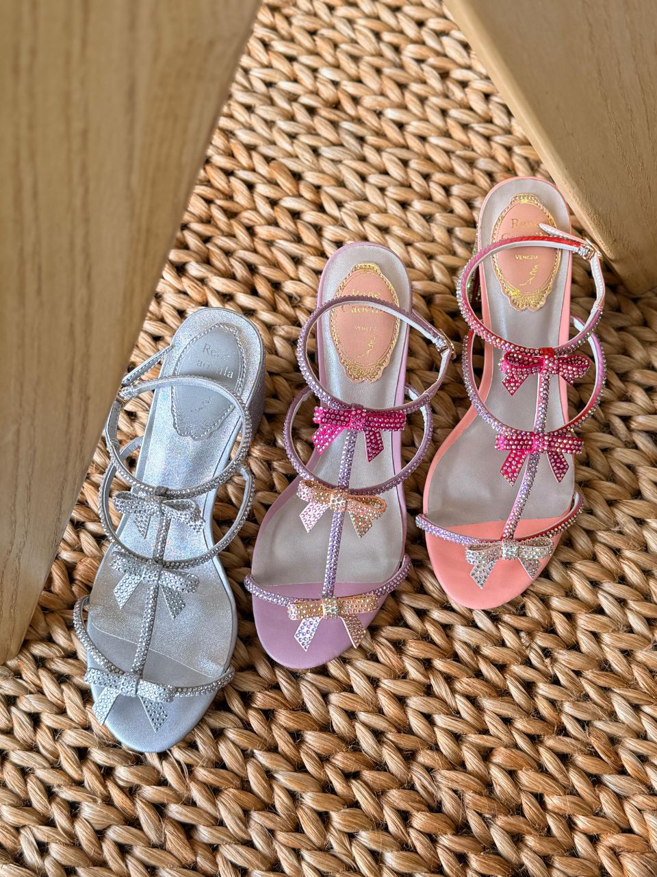 Rene Caovilla Crystal Bow Sandals – Luxury Evening Heels for Women