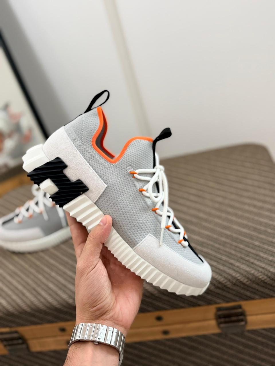 Hermès Lift Slip-On Sneaker – Grey/White – Luxury Men's Footwear