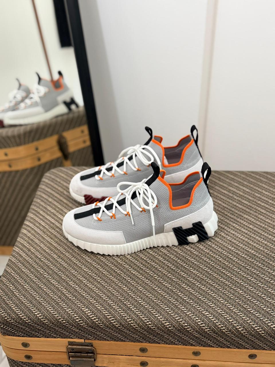 Hermès Lift Slip-On Sneaker – Grey/White – Luxury Men's Footwear