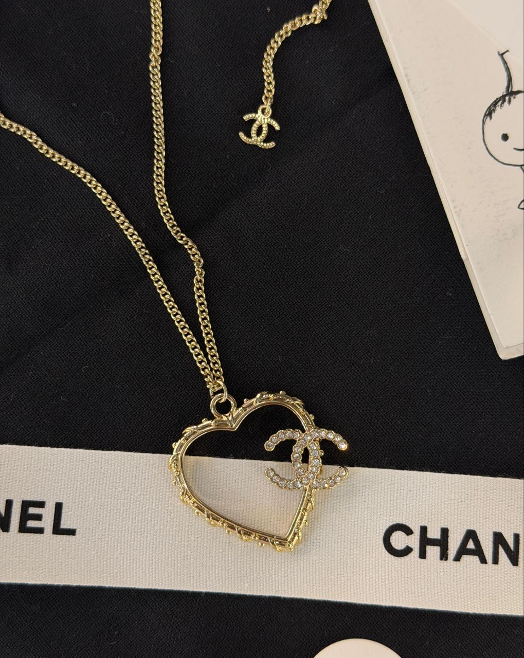 Chanel Heart Logo Jewelry Set – Necklace & Earrings