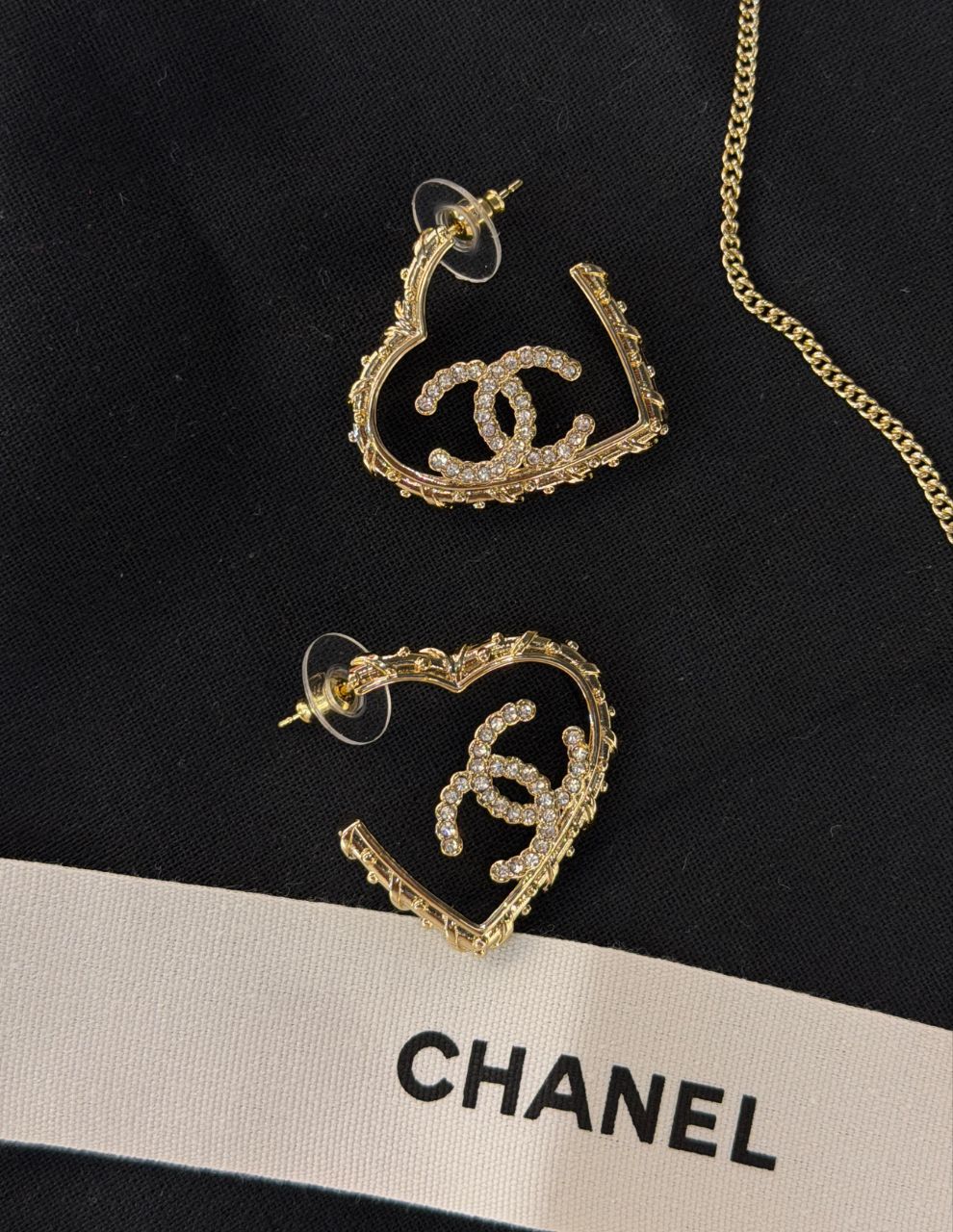 Chanel Heart Logo Jewelry Set – Necklace & Earrings