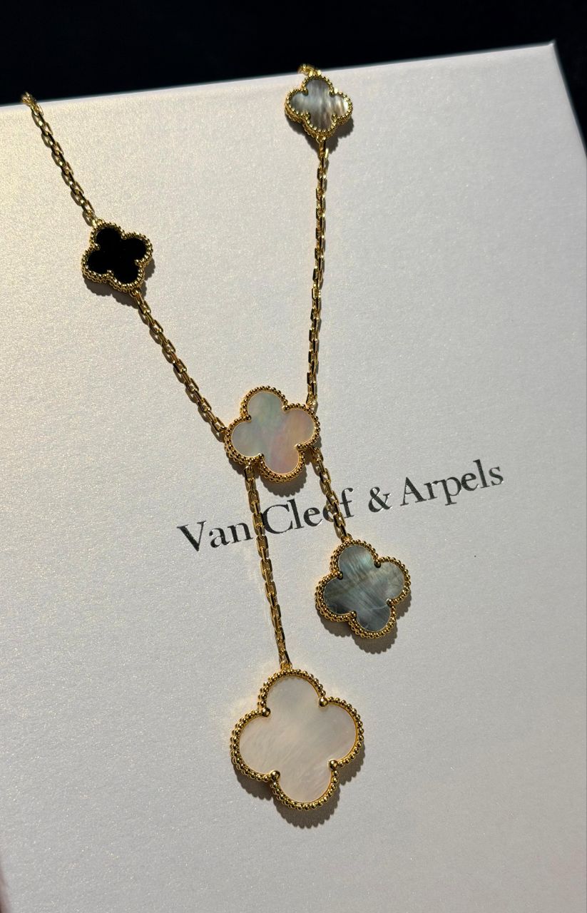 Van Cleef & Arpels Alhambra Inspired Necklace & Bracelet Set – Multi-Stone Edition
