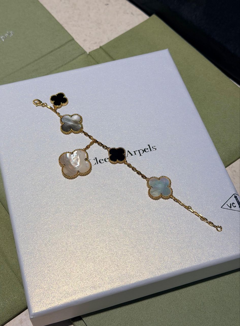 Van Cleef & Arpels Alhambra Inspired Necklace & Bracelet Set – Multi-Stone Edition