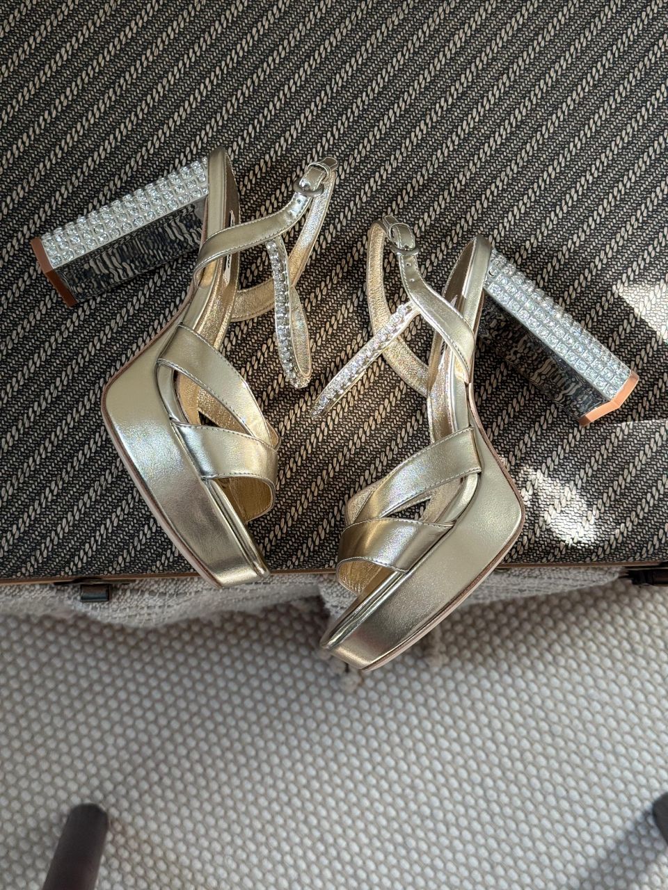 Miu Miu Crystal Strap Metallic Sandals – Luxury Evening Edition