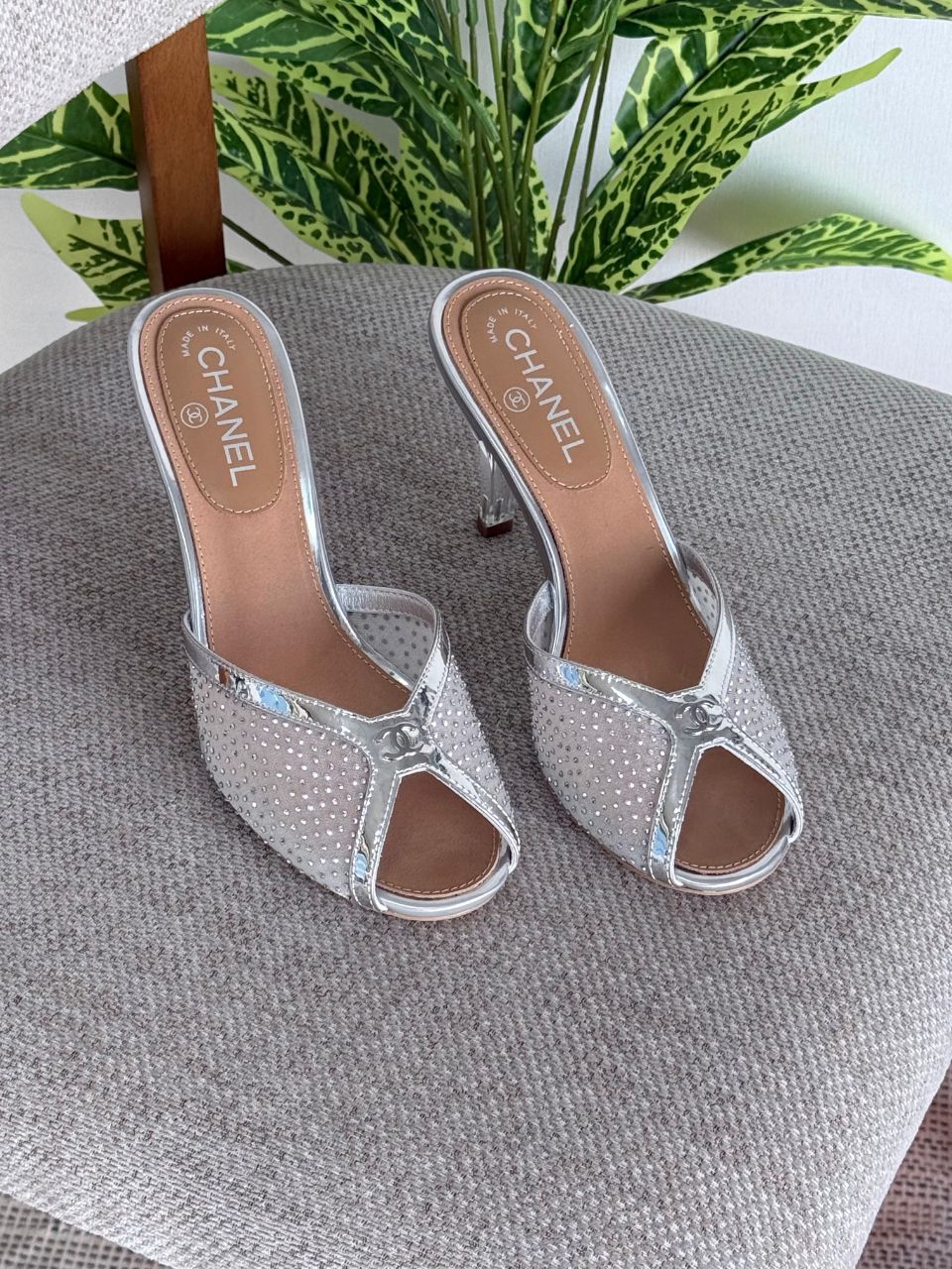 Chanel Perforated Heel Mules with Signature CC Detail