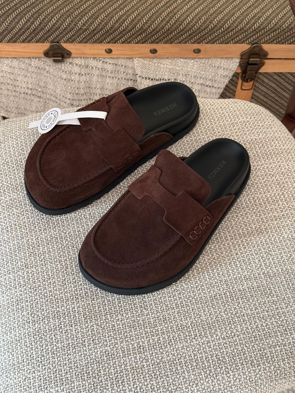 Hermès Suede Leather Mule Sandals