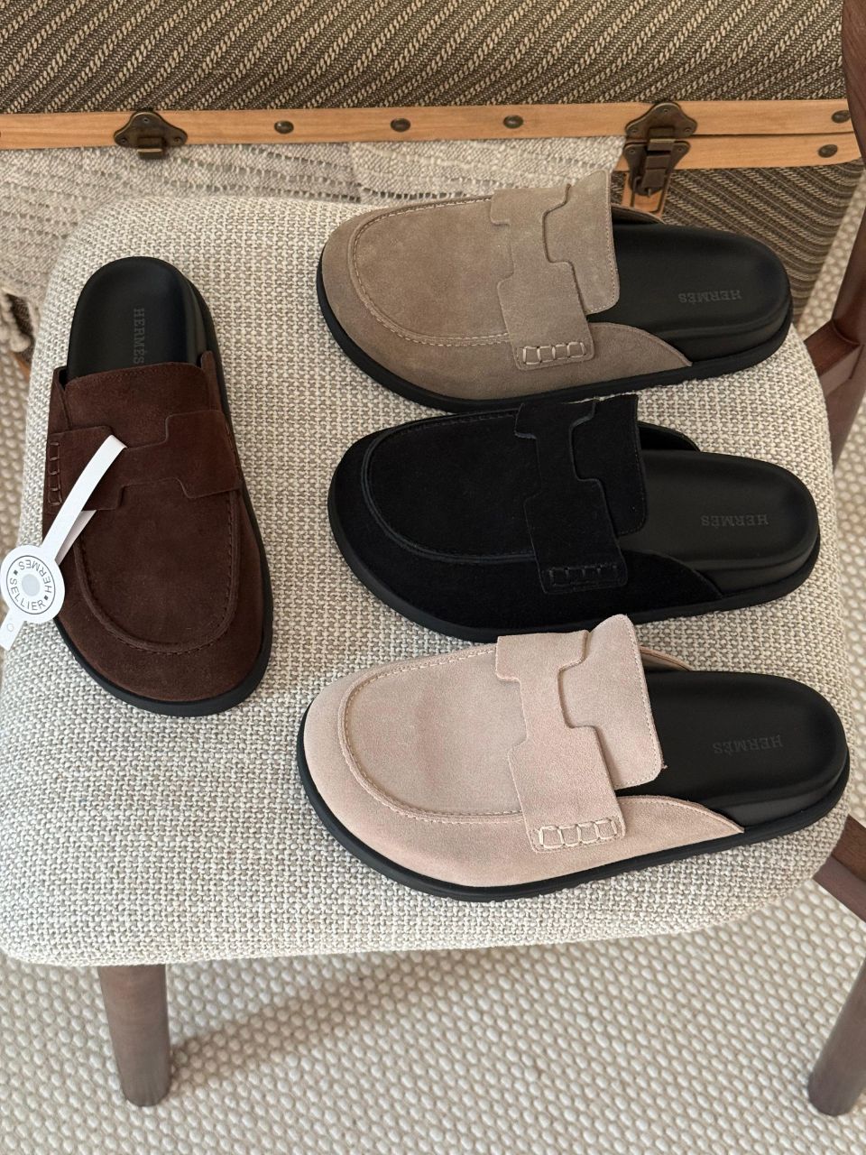 Hermès Suede Leather Mule Sandals