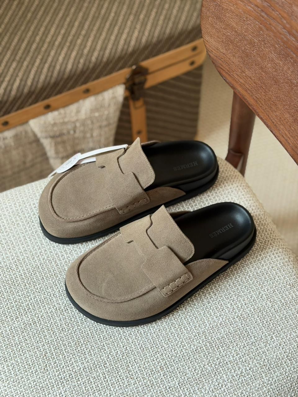 Hermès Suede Leather Mule Sandals