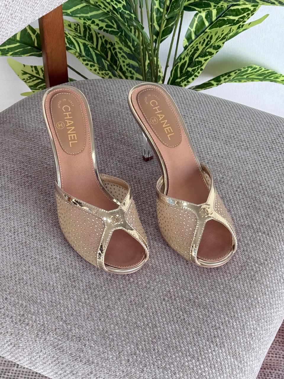 Chanel Perforated Heel Mules with Signature CC Detail