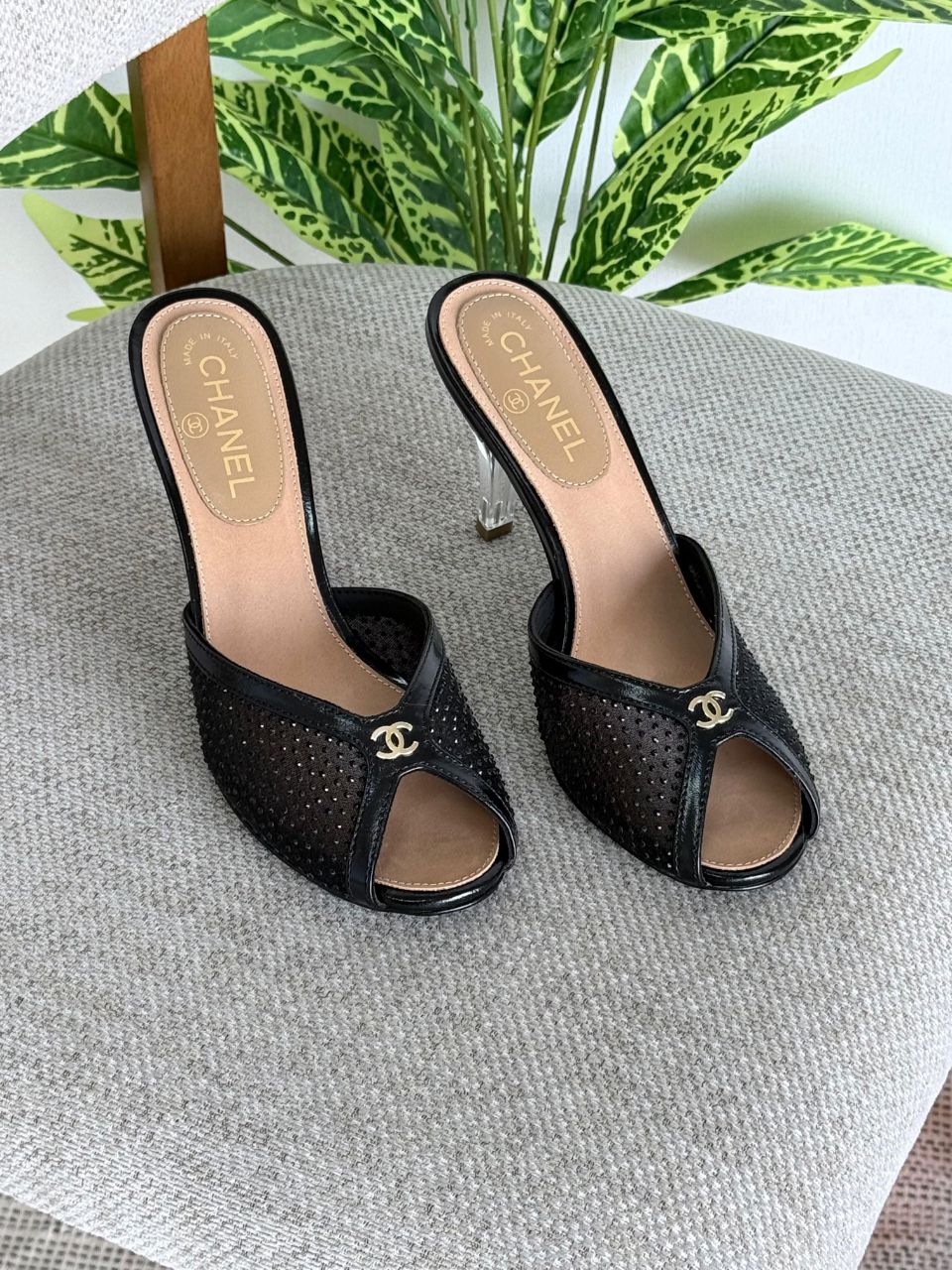 Chanel Perforated Heel Mules with Signature CC Detail