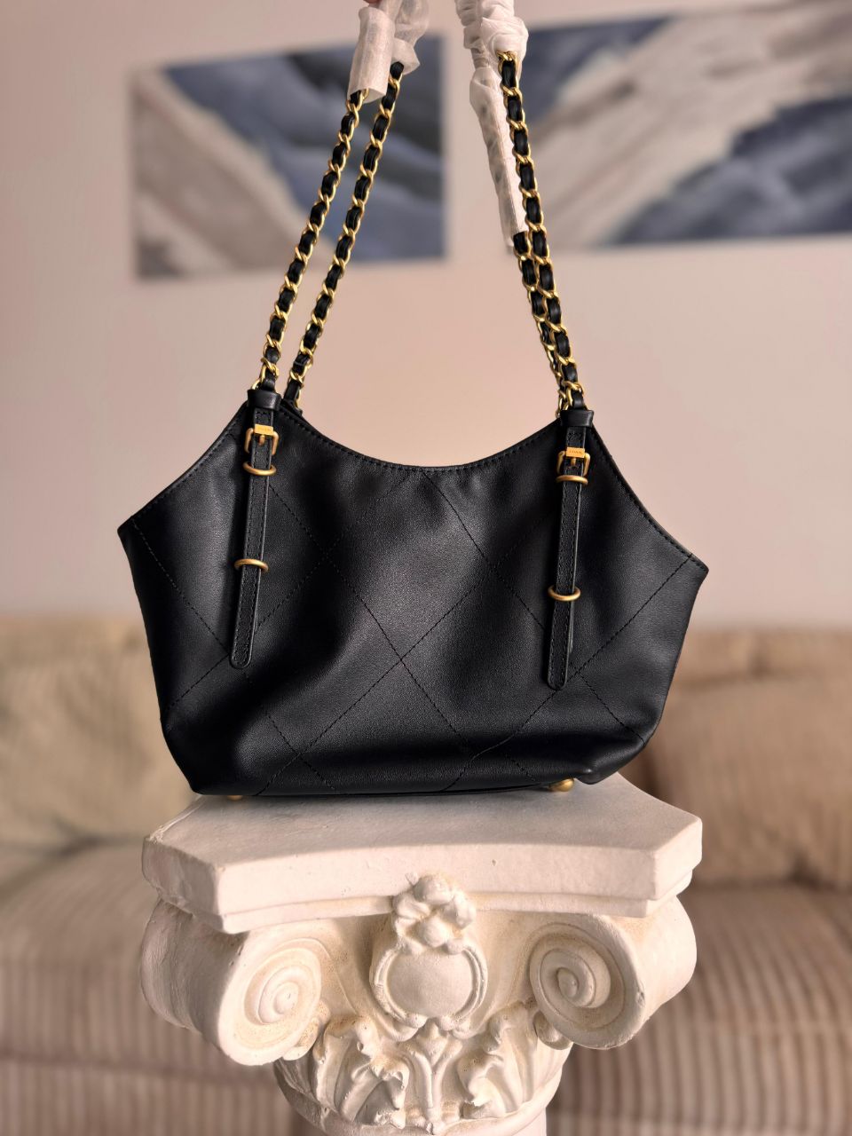 Chanel Quilted Hobo Bag with Chain Strap