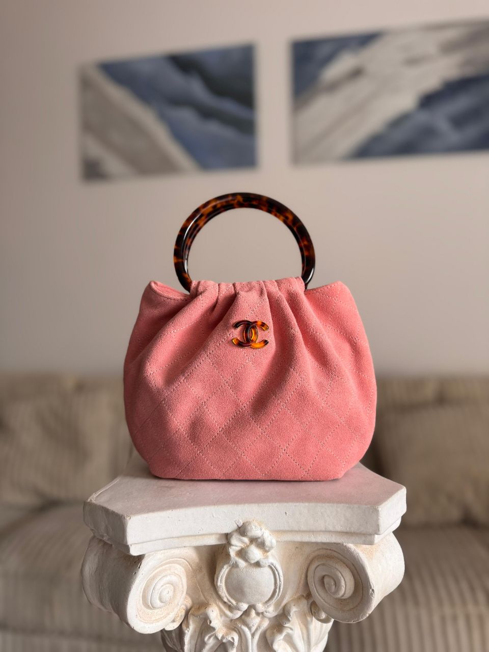 Chanel Hobo Bag with Resin Ring Handle – Quilted Mini Hobo (Leather & Velvet, All Colors)