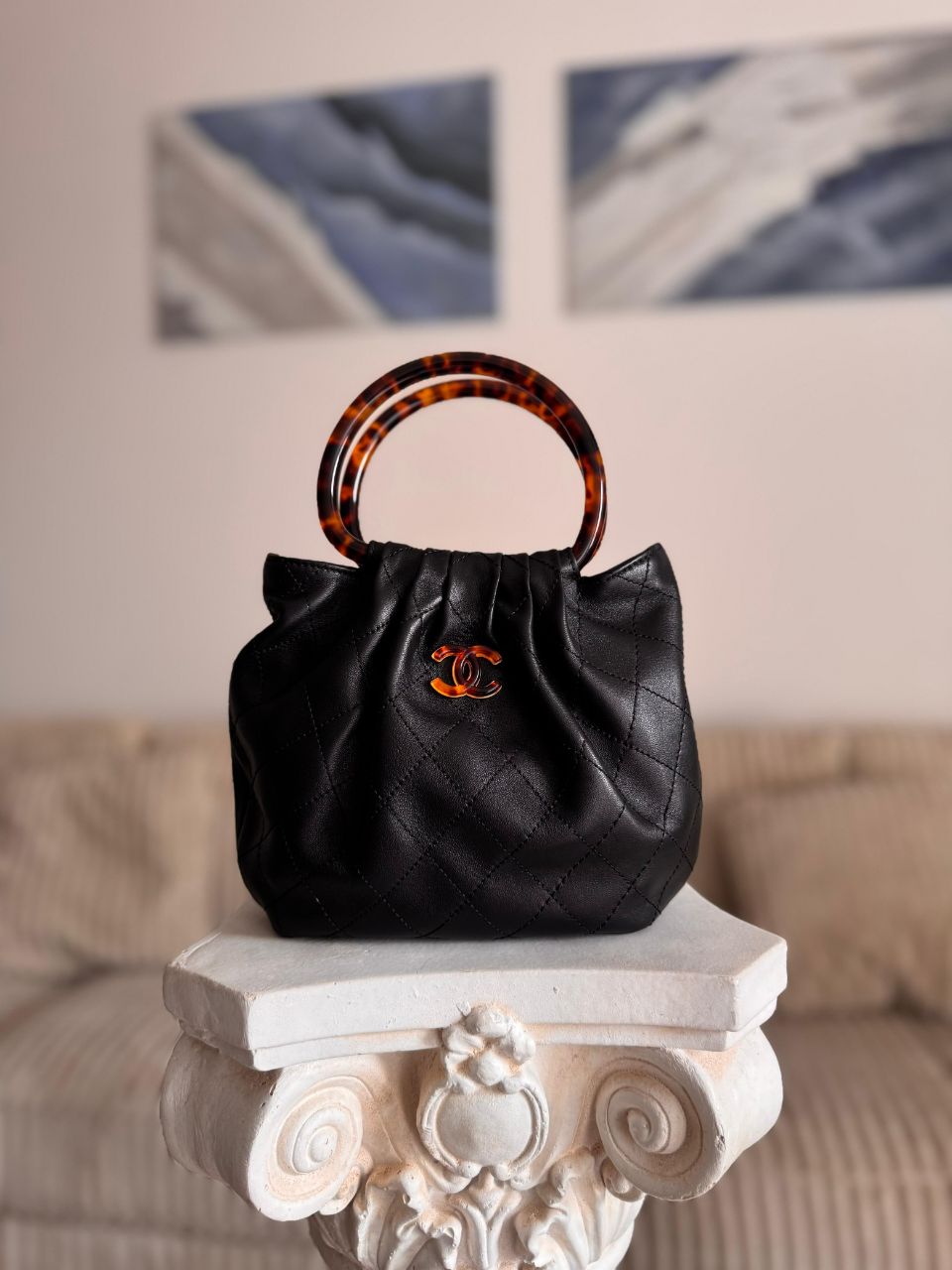 Chanel Hobo Bag with Resin Ring Handle – Quilted Mini Hobo (Leather & Velvet, All Colors)