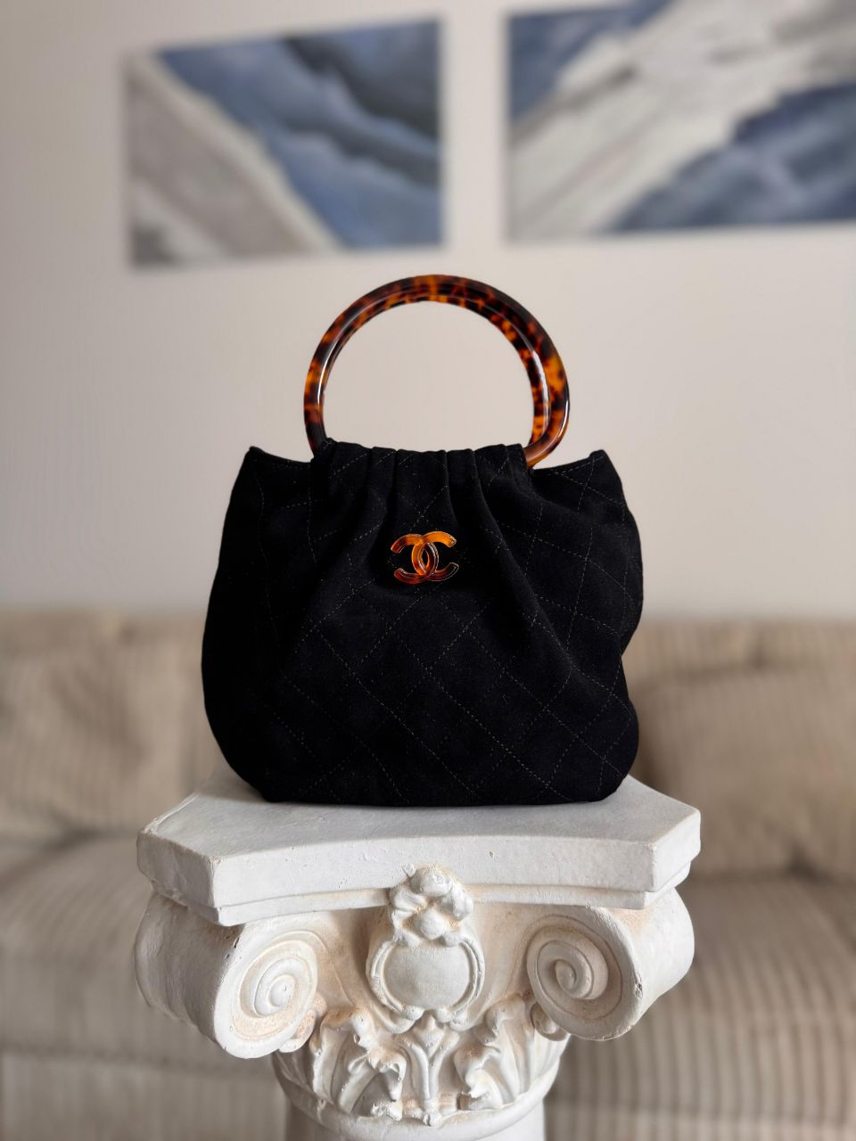 Chanel Hobo Bag with Resin Ring Handle – Quilted Mini Hobo (Leather & Velvet, All Colors)