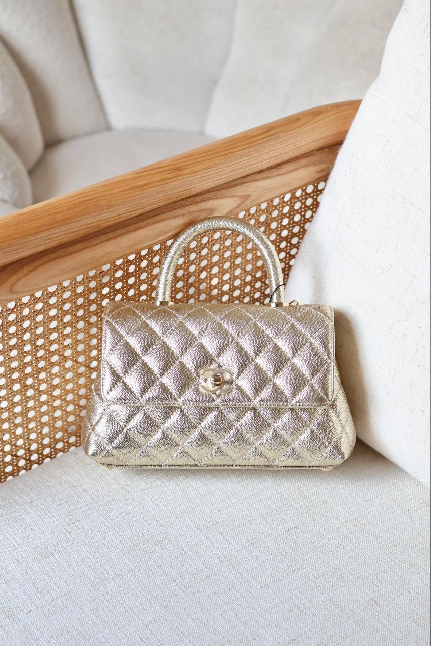 CHANEL Quilted Top Handle Bag 23cm