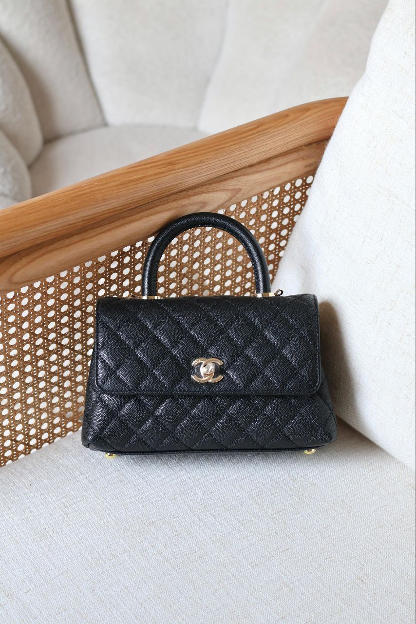 CHANEL Quilted Top Handle Bag 23cm