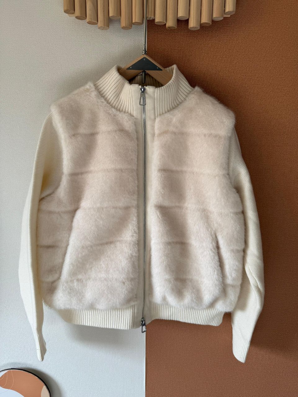 Loro Piana Fur-Trimmed Knit Jacket with Sable Fur Panels