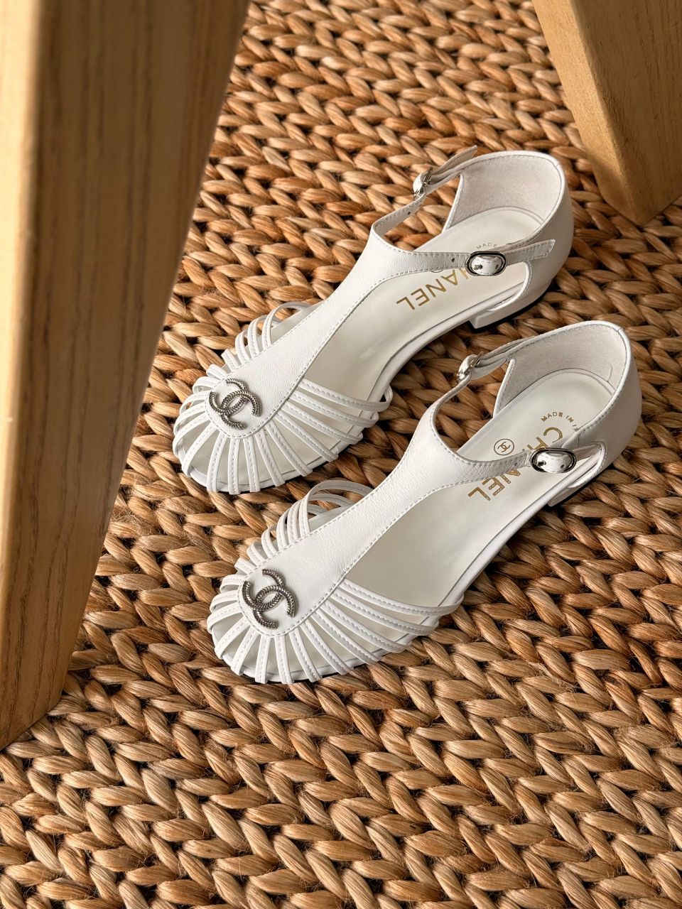 Chanel CC Slingback Sandals – Iconic Interwoven Design with Adjustable Strap