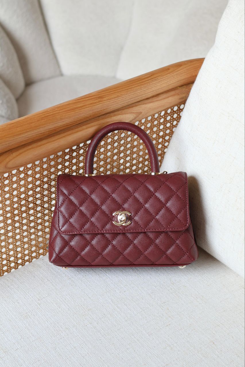 CHANEL Quilted Top Handle Bag 23cm