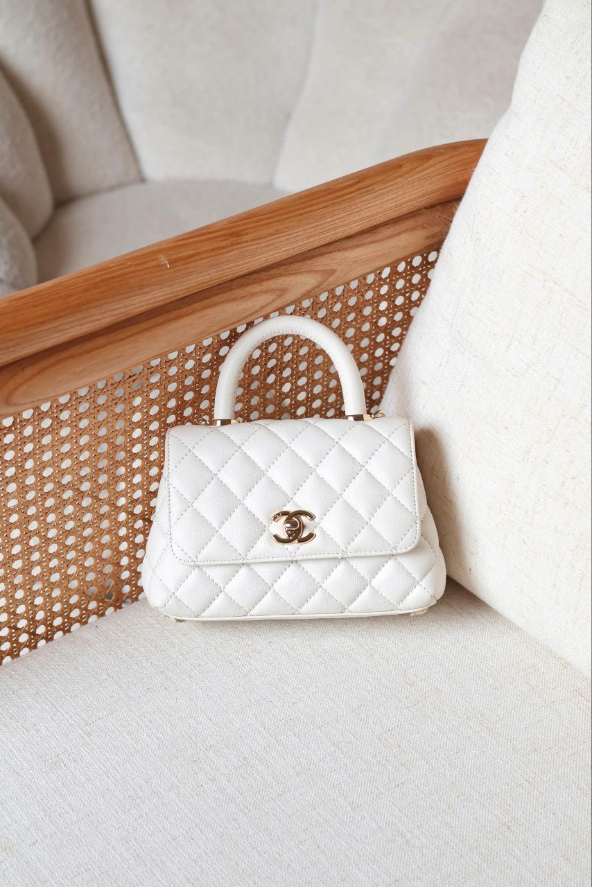 CHANEL Quilted Top Handle Mini Bag 19cm