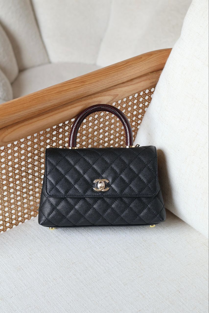 CHANEL Quilted Top Handle Bag 23cm
