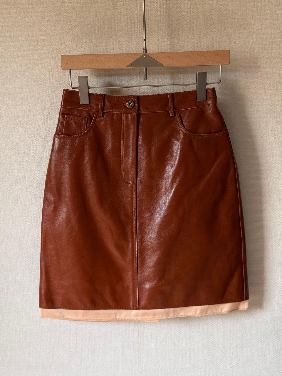 Miu Miu Leather Jacket & Skirt Set with Shearling Collar