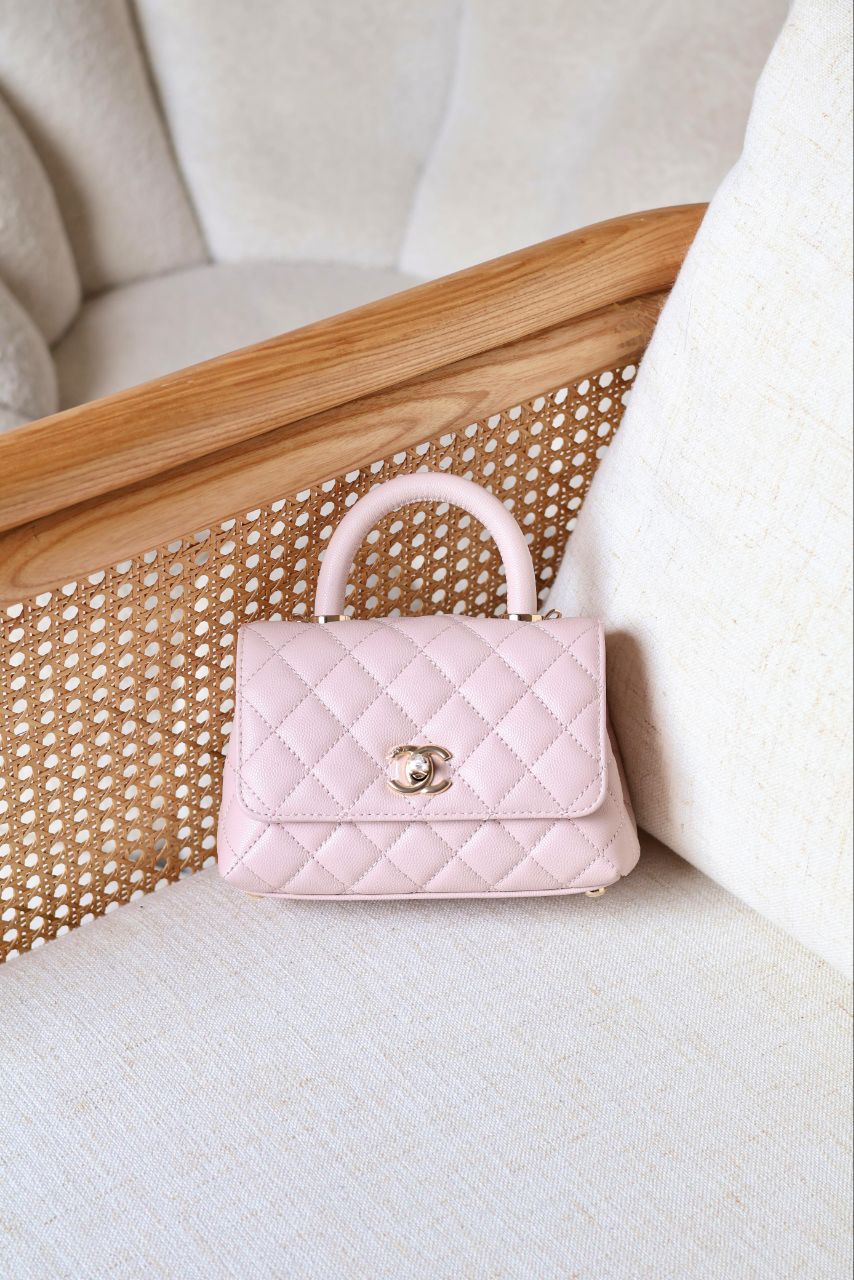 CHANEL Quilted Top Handle Mini Bag 19cm