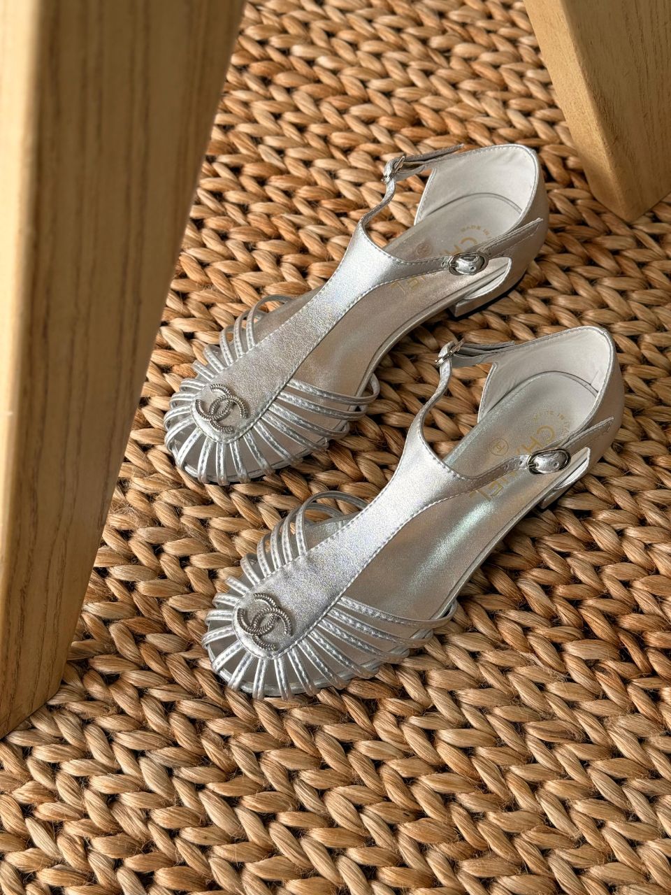 Chanel CC Slingback Sandals – Iconic Interwoven Design with Adjustable Strap