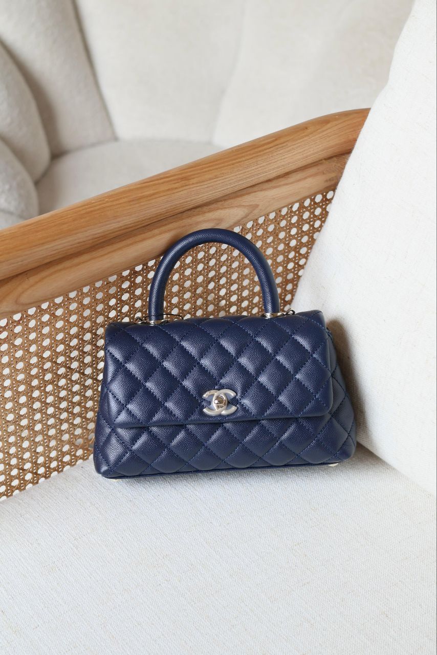 CHANEL Quilted Top Handle Bag 23cm