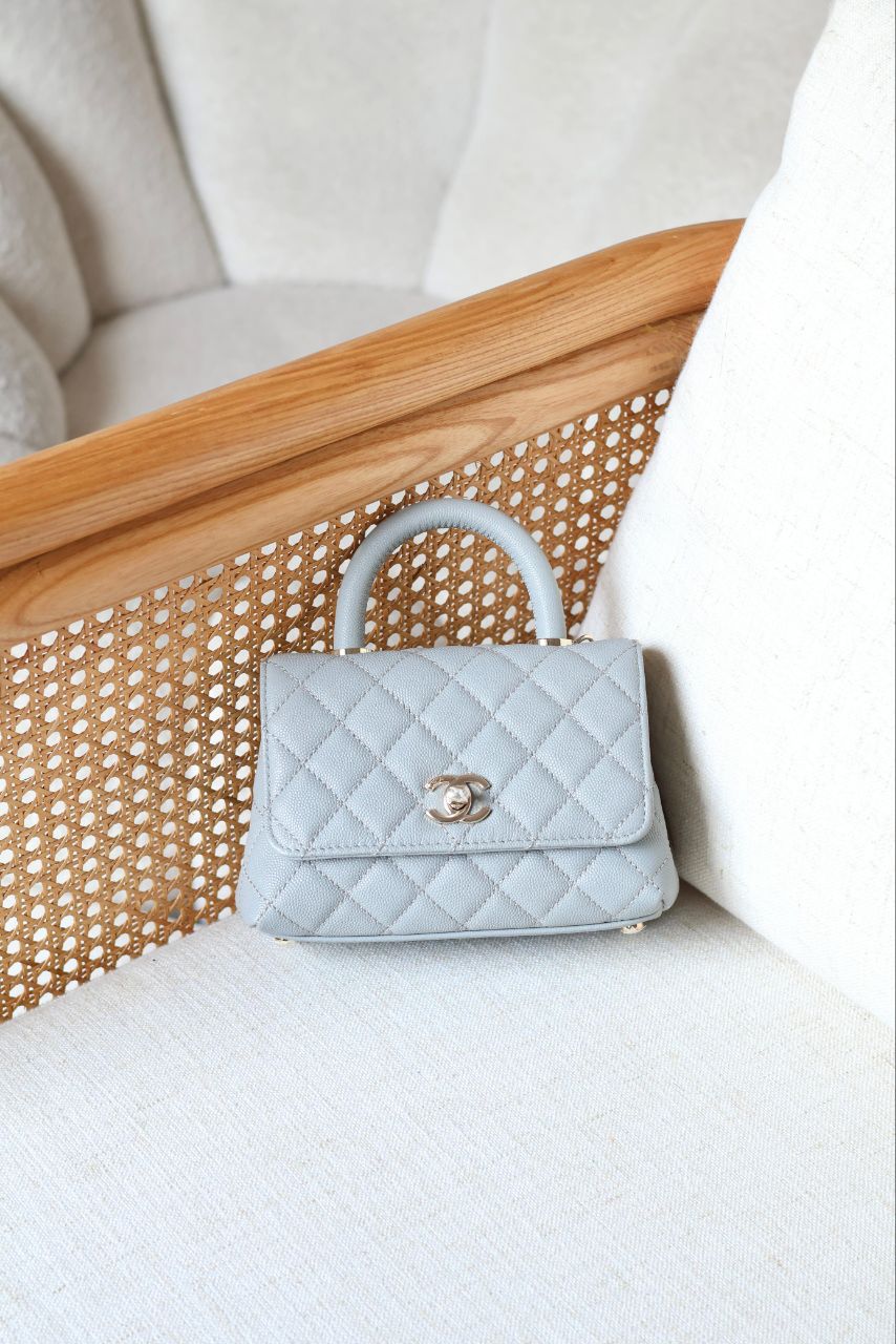 CHANEL Quilted Top Handle Mini Bag 19cm