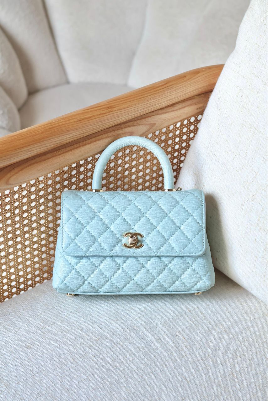 CHANEL Quilted Top Handle Bag 23cm