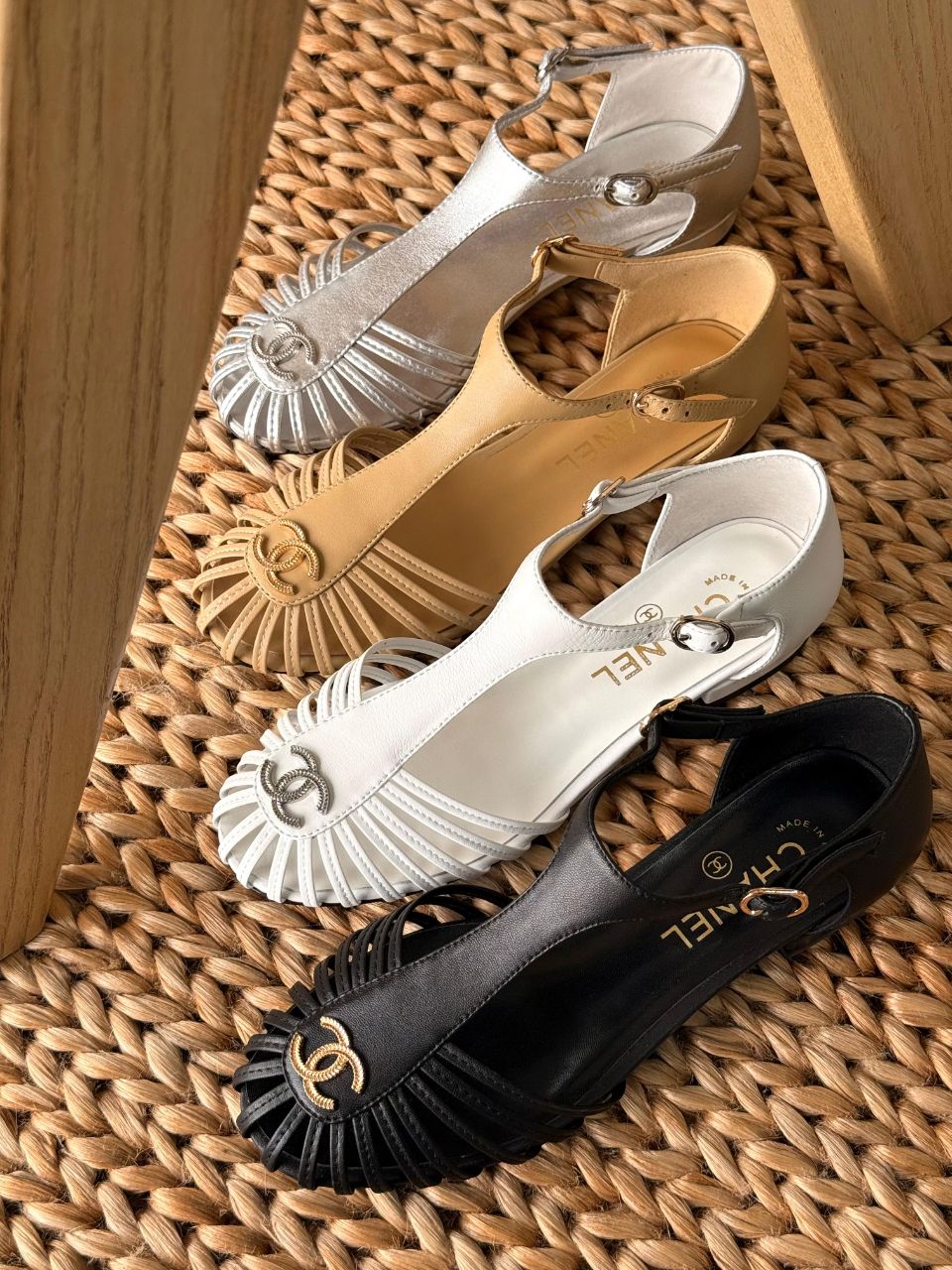 Chanel CC Slingback Sandals – Iconic Interwoven Design with Adjustable Strap