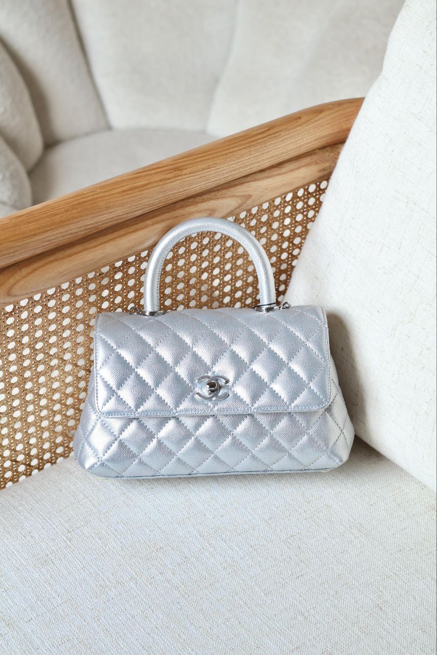 CHANEL Quilted Top Handle Bag 23cm