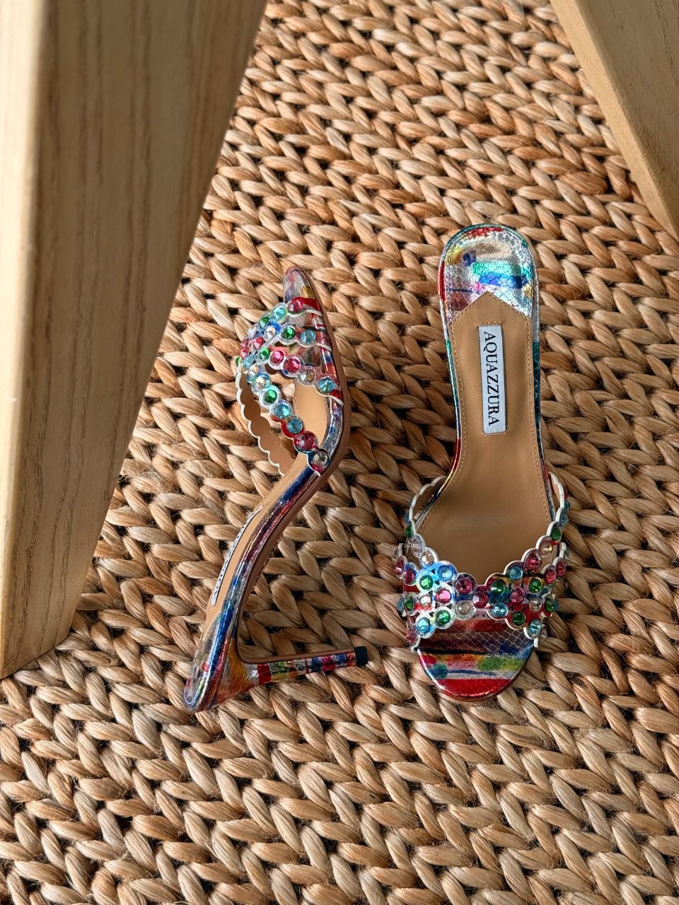 Aquazzura Embellished Slingback Sandals – Signature Crystal Detail Design