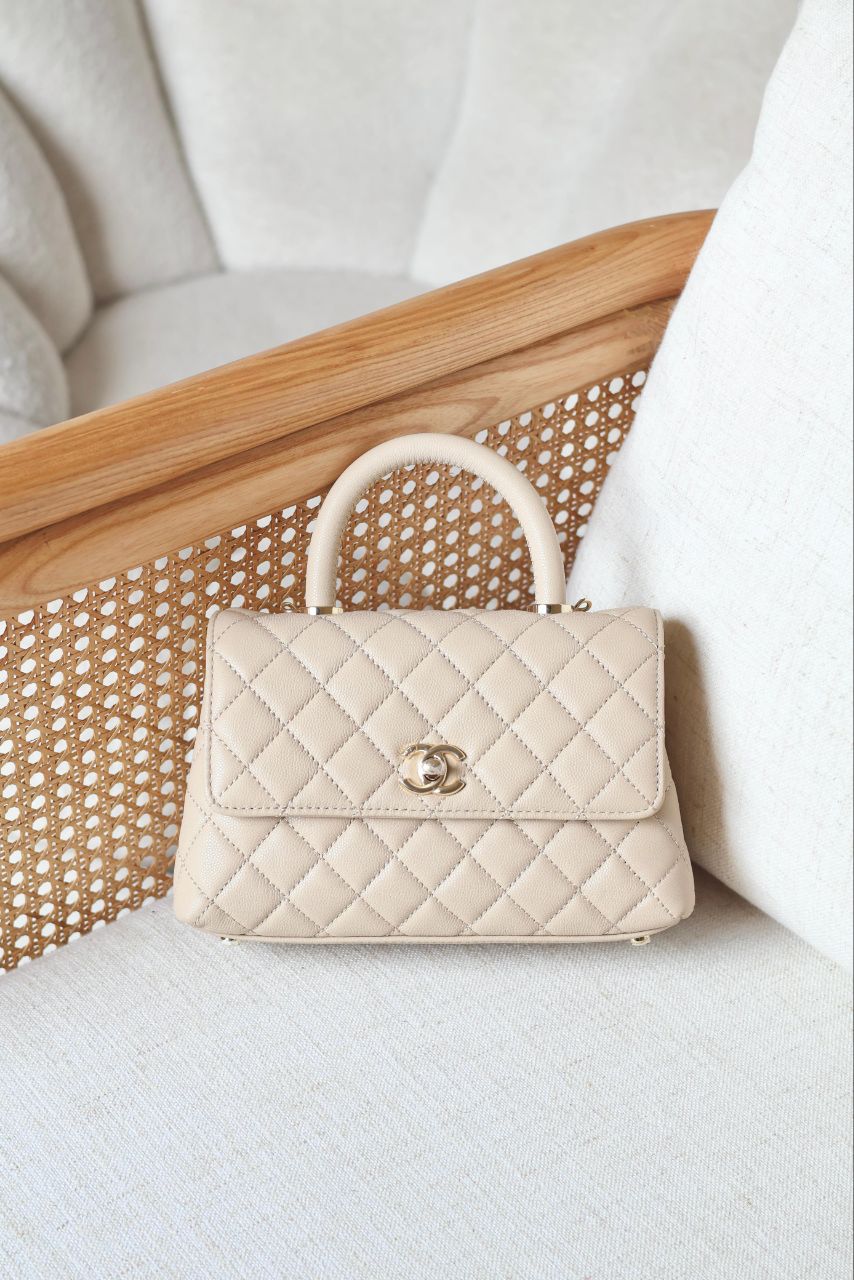 CHANEL Quilted Top Handle Bag 23cm