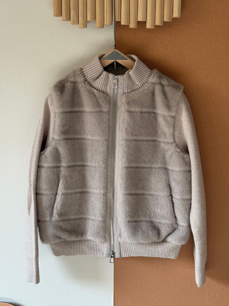 Loro Piana Fur-Trimmed Knit Jacket with Sable Fur Panels