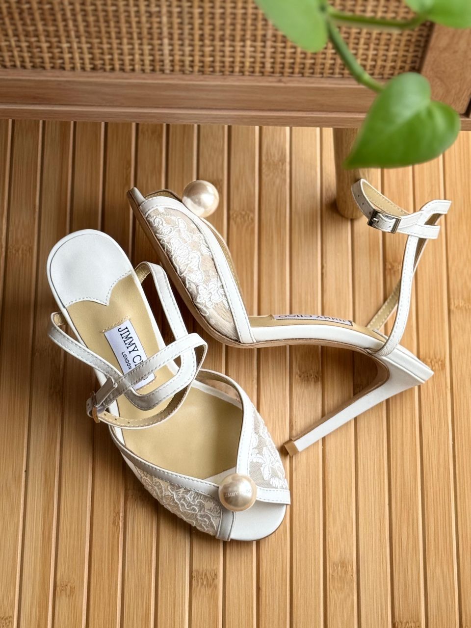 Jimmy Choo Pearl Detail Open-Toe Heeled Sandals – Elegant Bridal Style