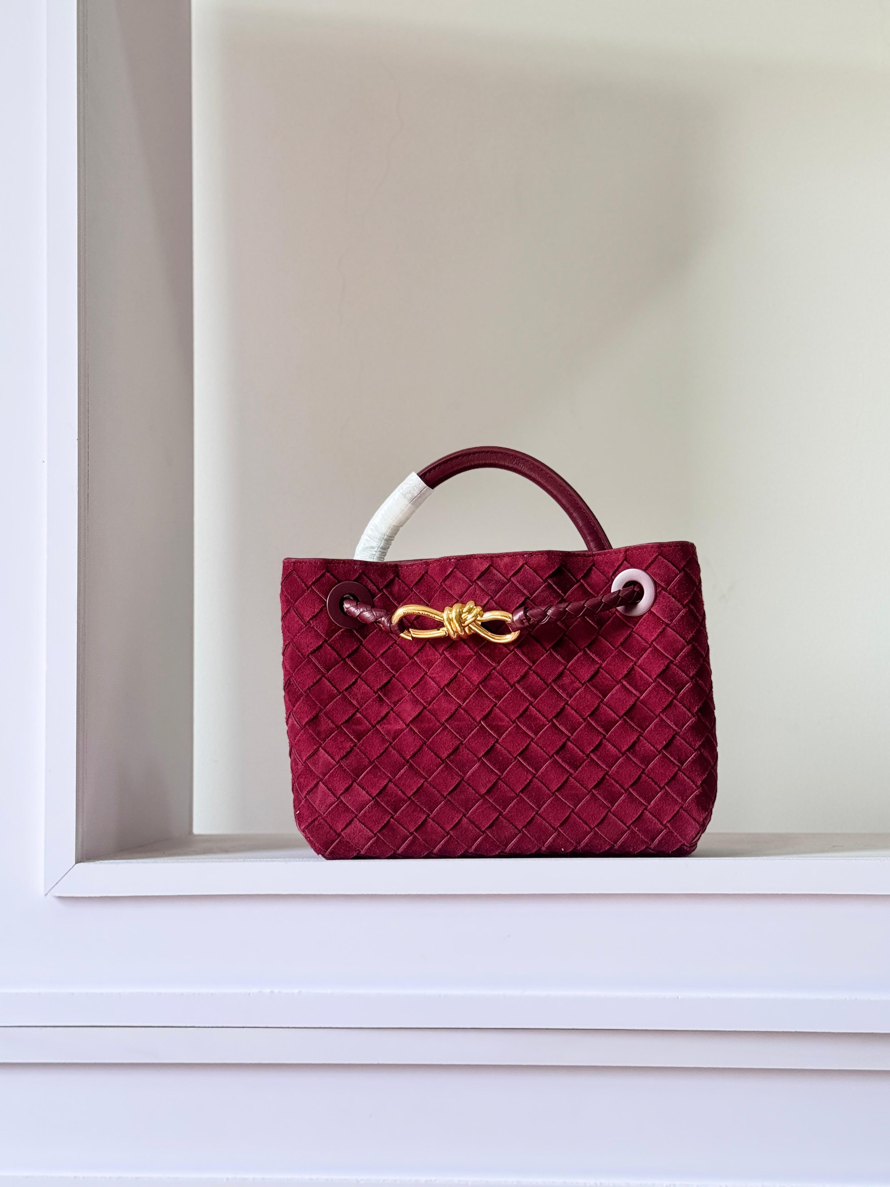 Bottega Veneta Intrecciato Suede Top Handle Bag – Signature Knot Detail