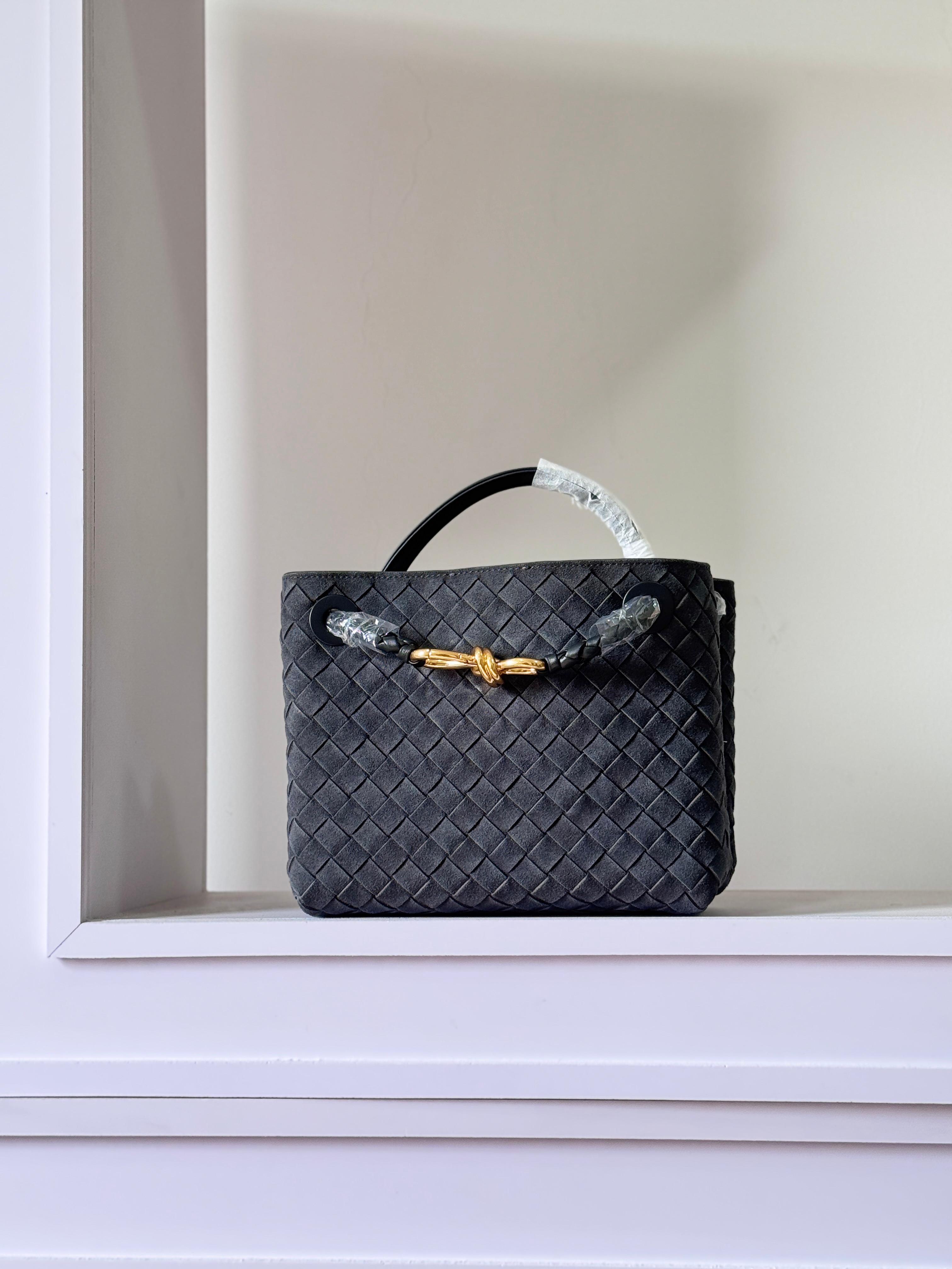 Bottega Veneta Intrecciato Suede Top Handle Bag – Signature Knot Detail