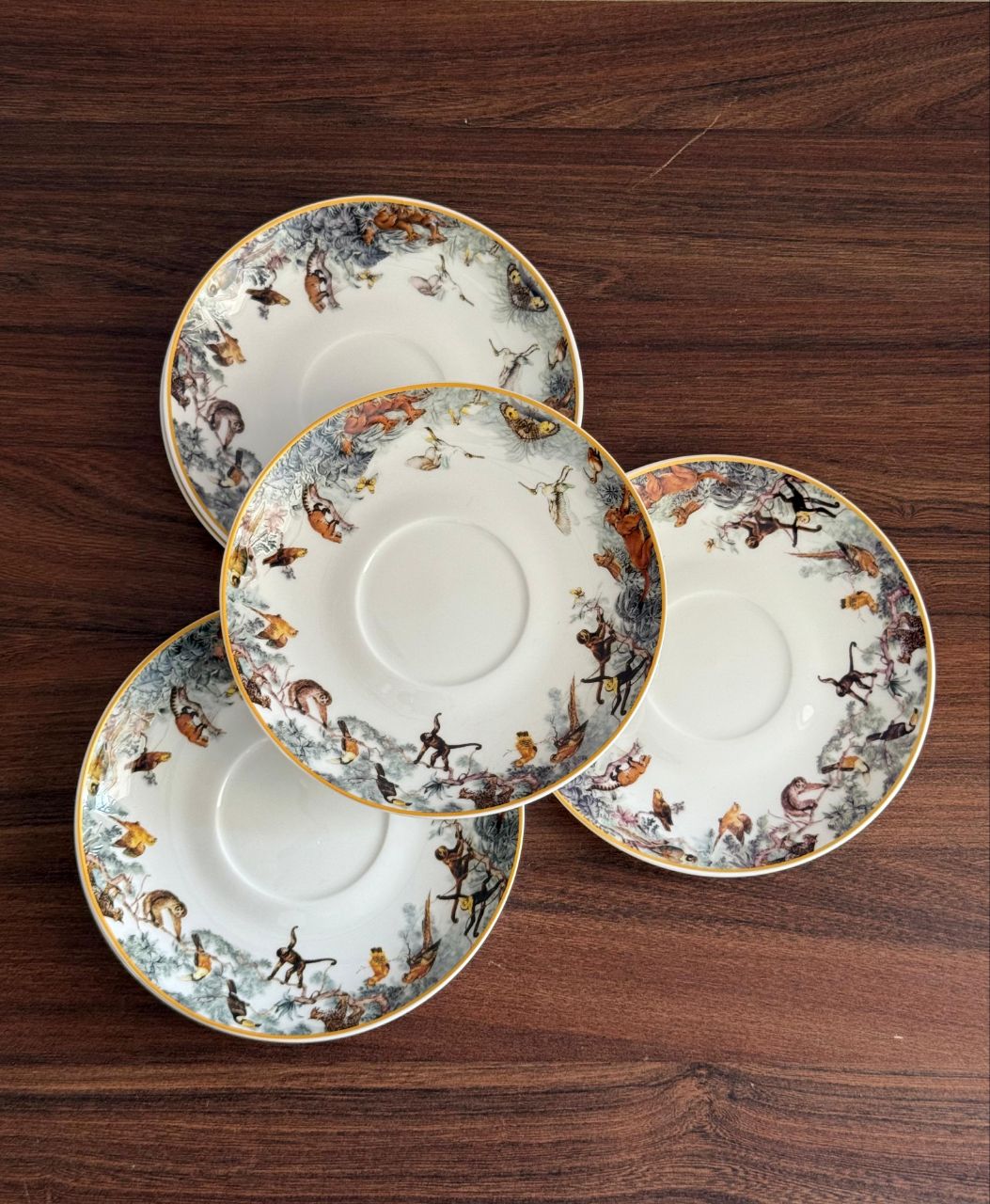 Hermès Luxury Fine Porcelain Tea Set with Animal & Nature Illustration Design