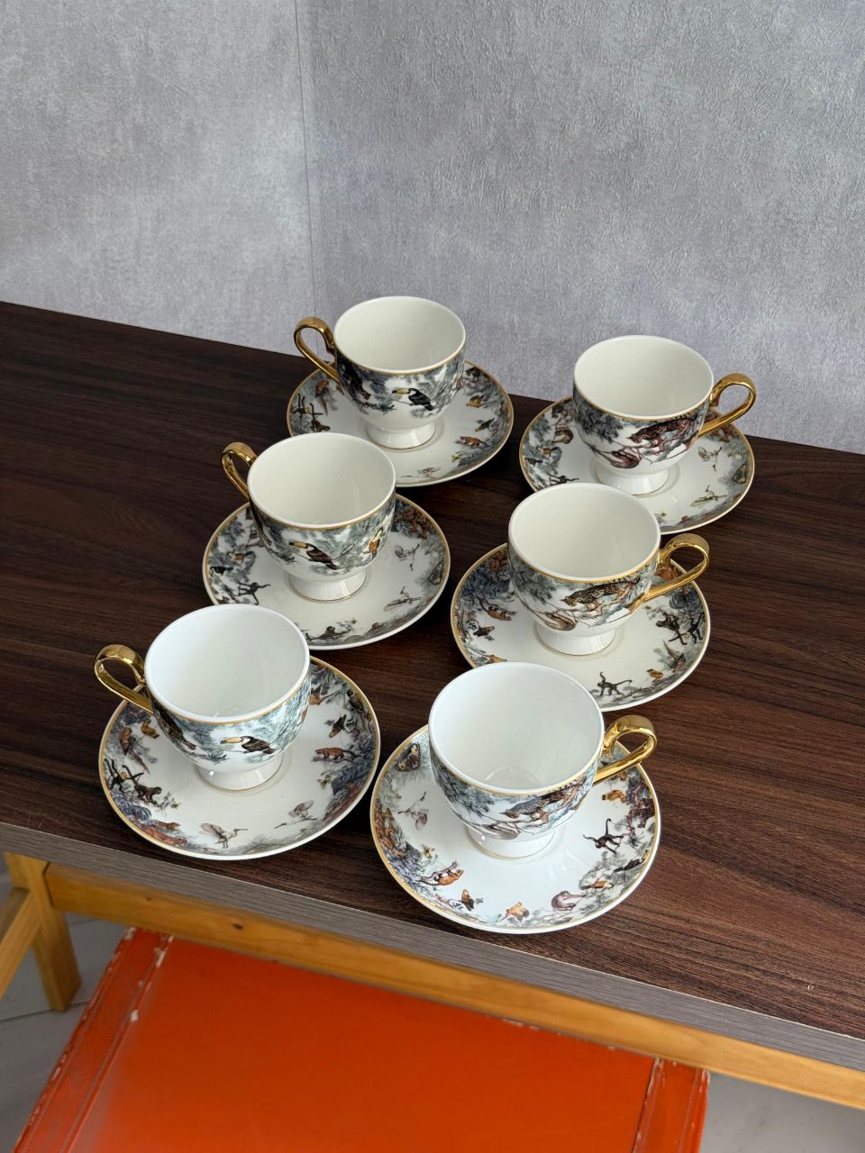 Hermès Luxury Fine Porcelain Tea Set with Animal & Nature Illustration Design