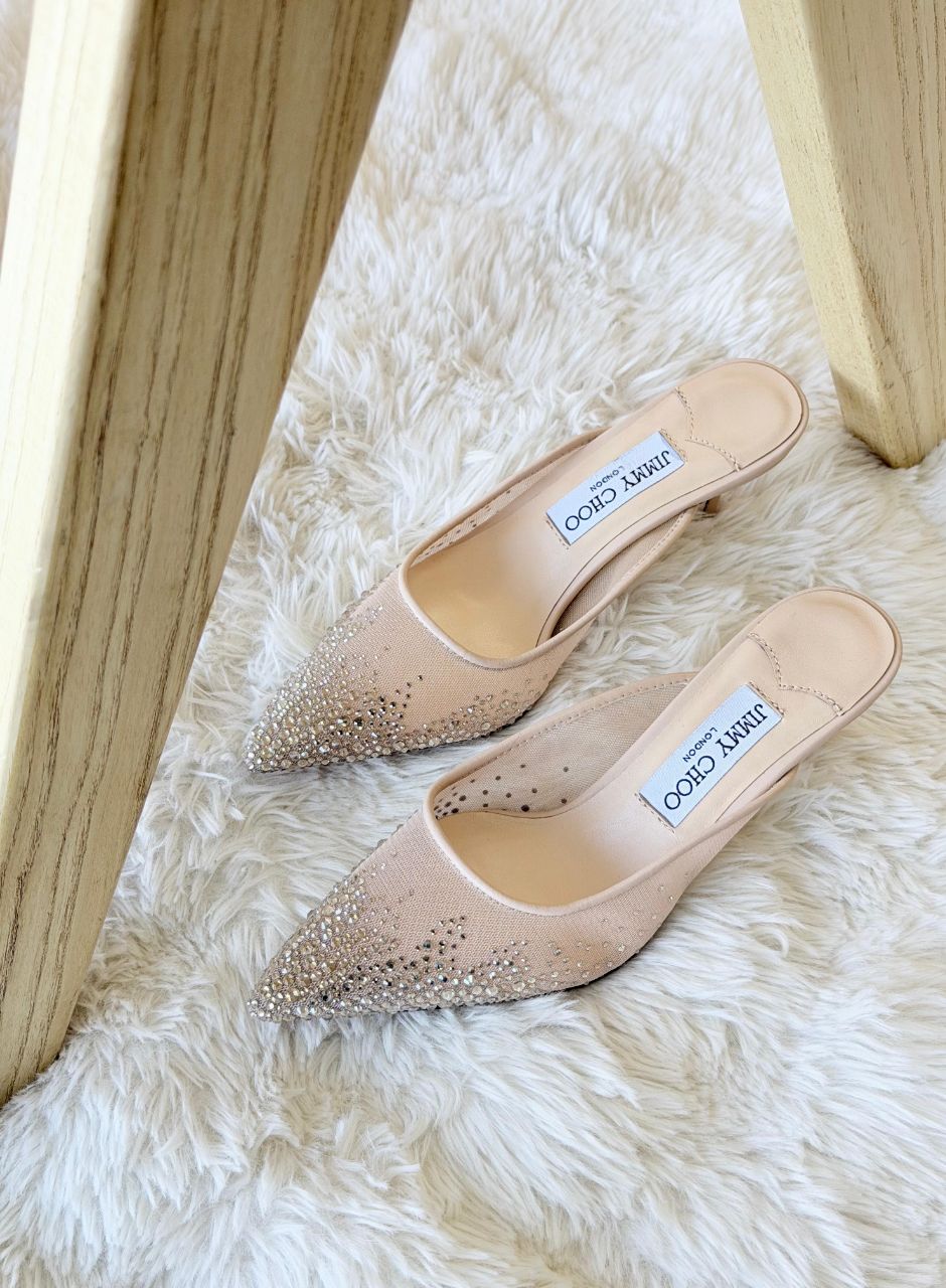 Jimmy Choo Vivi 65 Crystal Mesh Mules