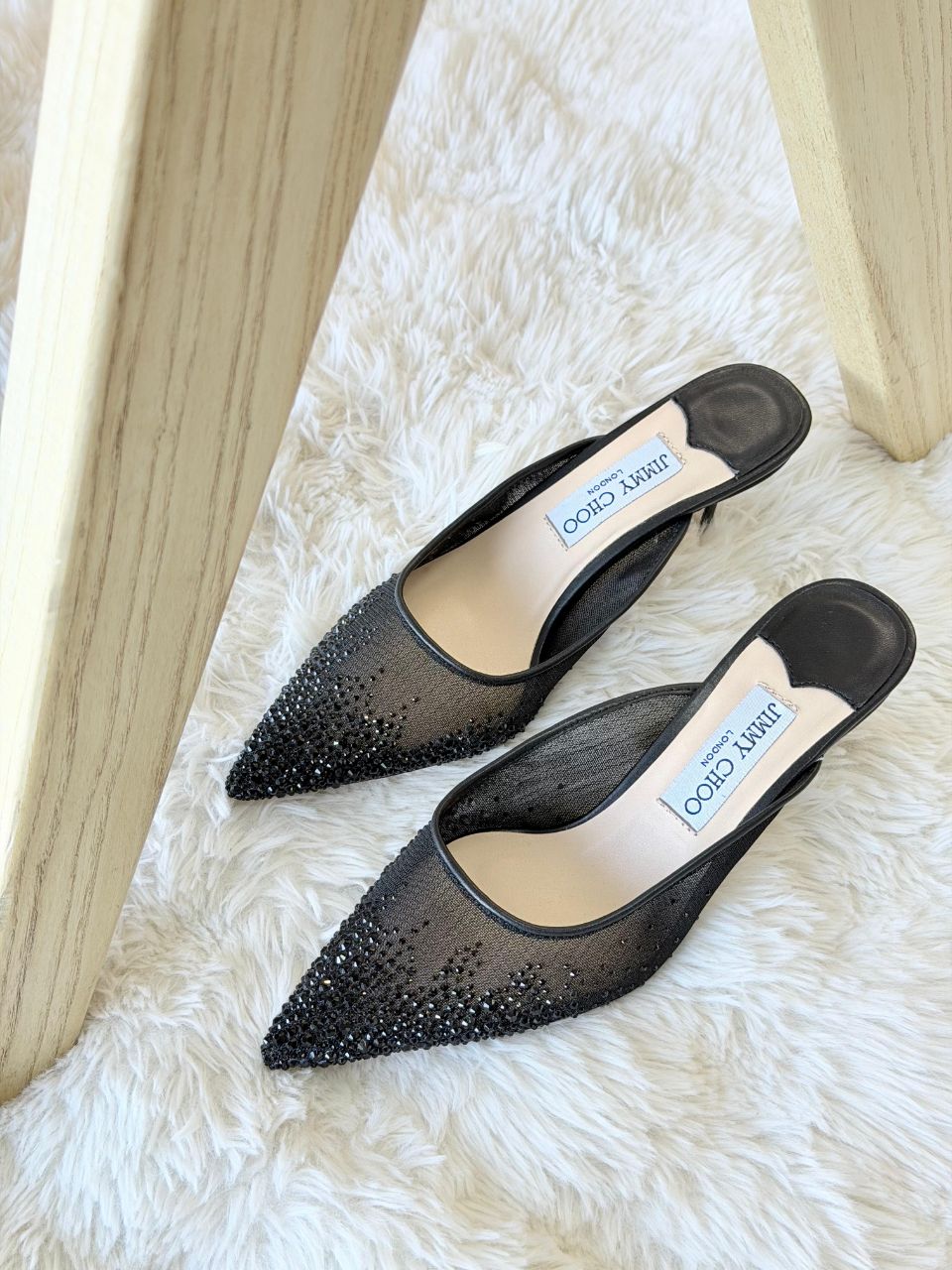 Jimmy Choo Vivi 65 Crystal Mesh Mules